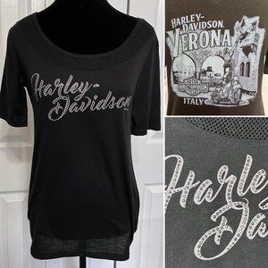 Harley Davidson Womens S Shirt Verona Italy Romeo Juliet 2018 1/4 sleeve Jewels
